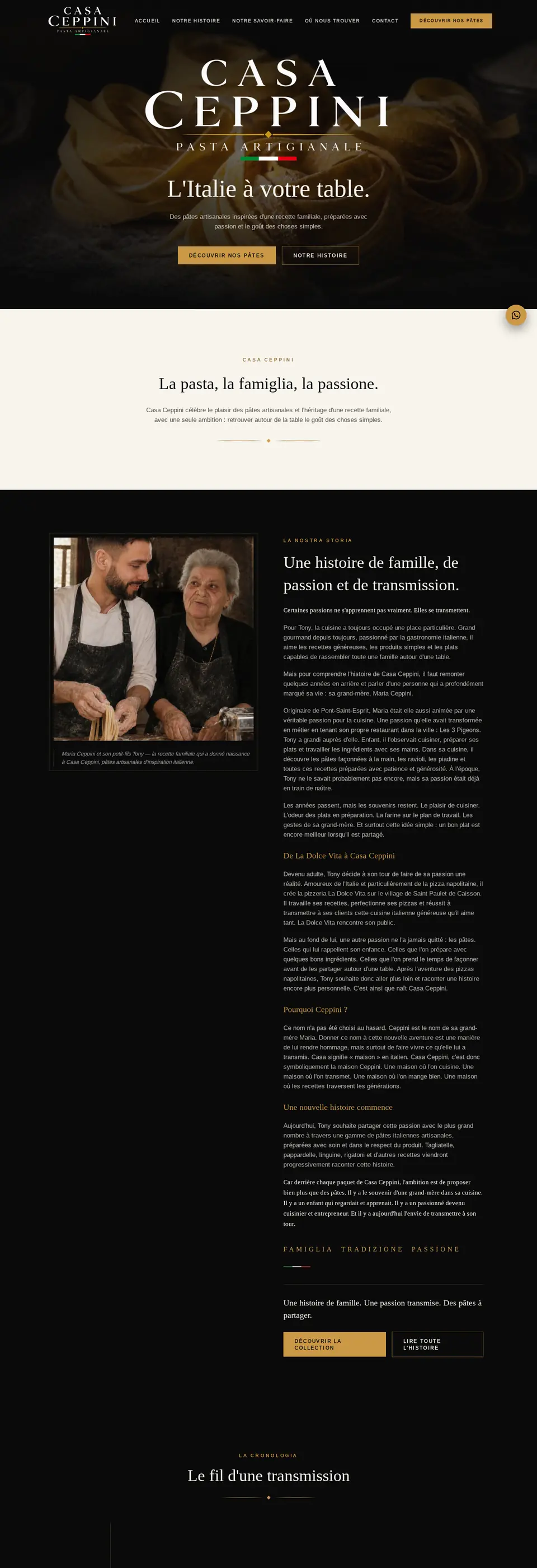 Aperçu de la page d'accueil du site Casa Ceppini réalisé par Scalevents