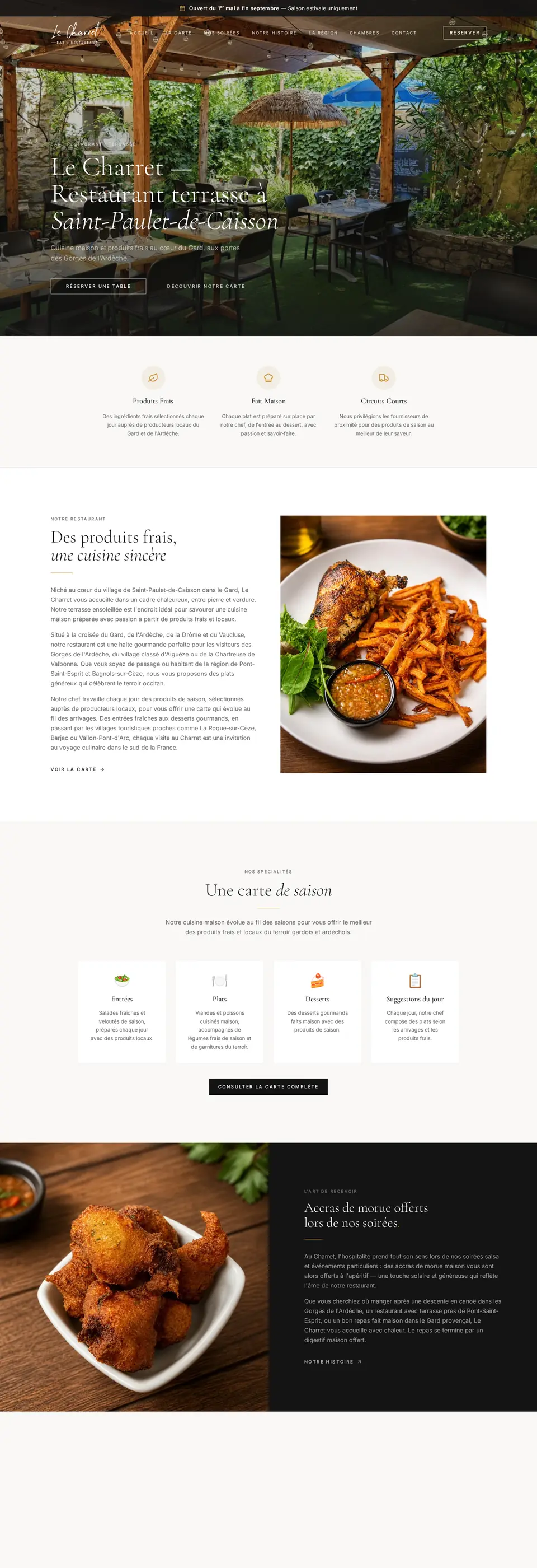 Aperçu de la page d'accueil du site Le Charret réalisé par Scalevents