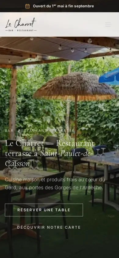 Version smartphone du site Le Charret
