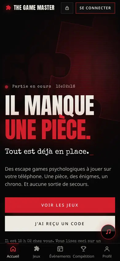 Version smartphone du site The Game Master